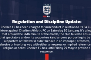 英足總官方：對(duì)陣查爾頓時(shí)切爾西球迷有不當(dāng)行為，對(duì)他們提出指控